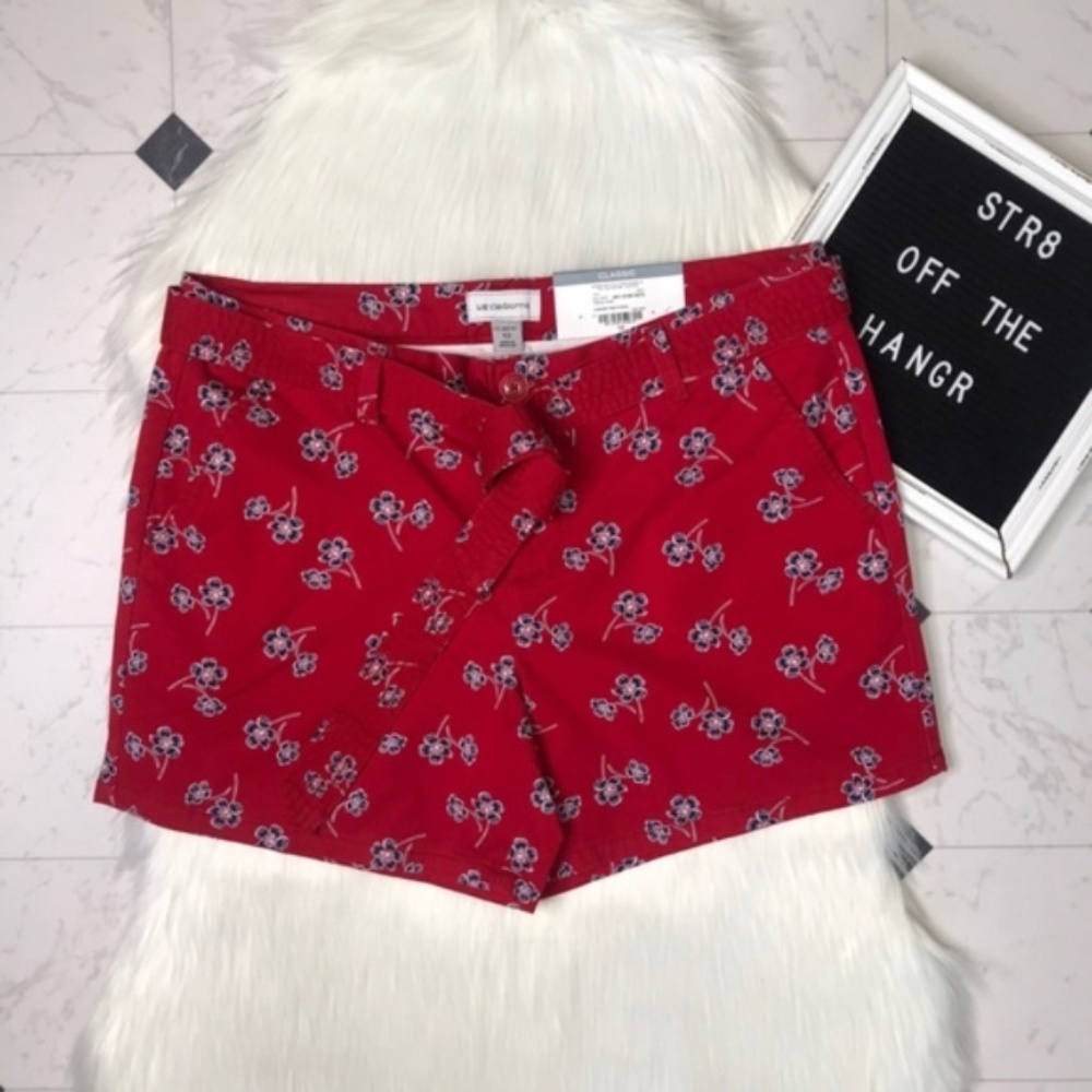 NWT Liz Claiborne red floral print shorts size 12
